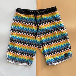O'Neill Multicolor Check Swim Board Shorts - Blue/Yellow/Orange/Black